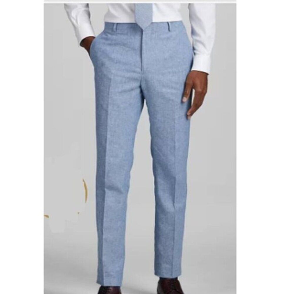 Joseph Abboud Men's Tailored Suit Dress Pants 100% Breathable Linen Light Blu
